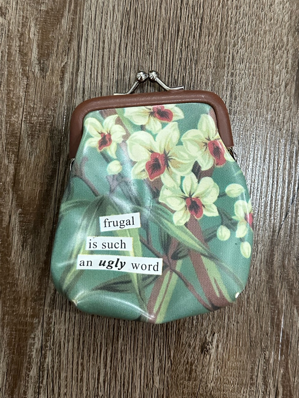 Floral Kiss-Lock Coin Purse in Green by Anne Taintor